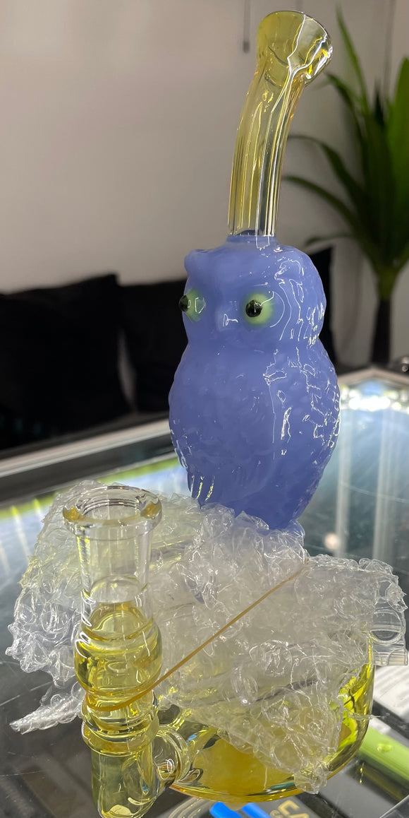 Glass Water Pipe Bird Shape w/ Incline Perc & Disk Base (C1051)