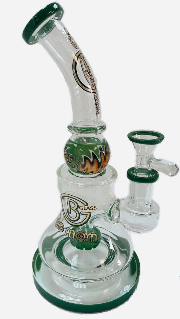 Big B Mom Glass Water Pipe Bent Neck With Tire Perc - 300 Grams - 8.5 Inches - [BM083]