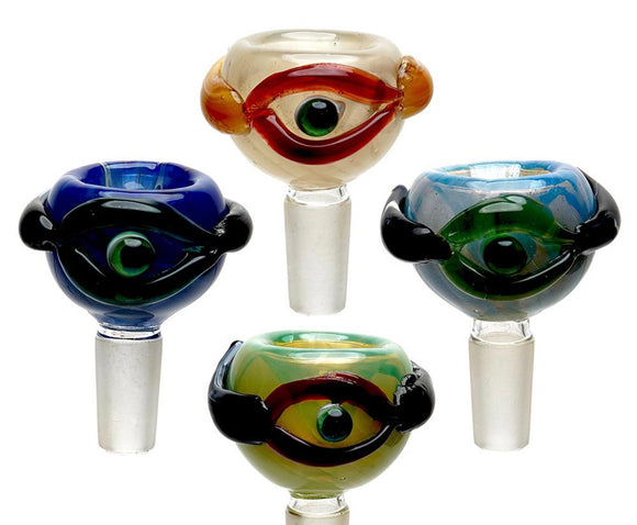 Devil Eye & Horn Colortube Glass Bowl - 14MM