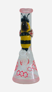 Big B Mom Glass Water Pipe Bee Design With Diffused Downstem - 468 Grams - 10 Inches - [BD005]