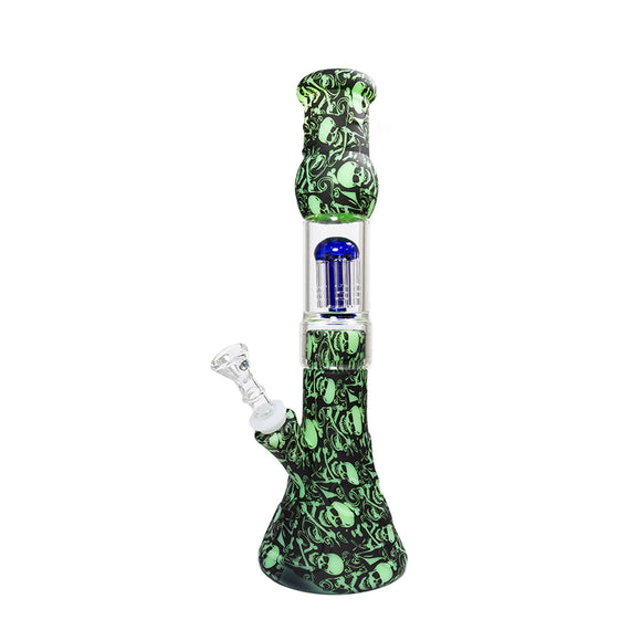 Silicone Water Pipe With Tree Perc And Wax Container - 12.5 Inches - [SP1021P]