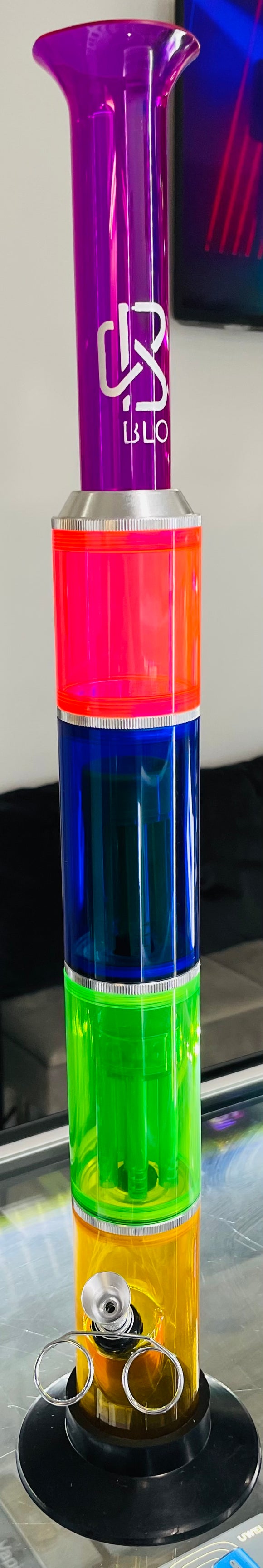 BLO Acrylic Bong Multicolor Water Pipe w/ Honeycomb Perc & Double Tree Perc (JL-172)