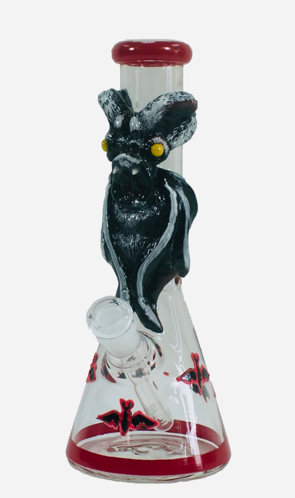 Big B Mom Glass Water Pipe Bat Design With Diffused Downstem - 502 Grams - 10 Inches - Assorted Colors [BD010]