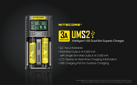 Nitecore UMS2 2-slot Quick Charger